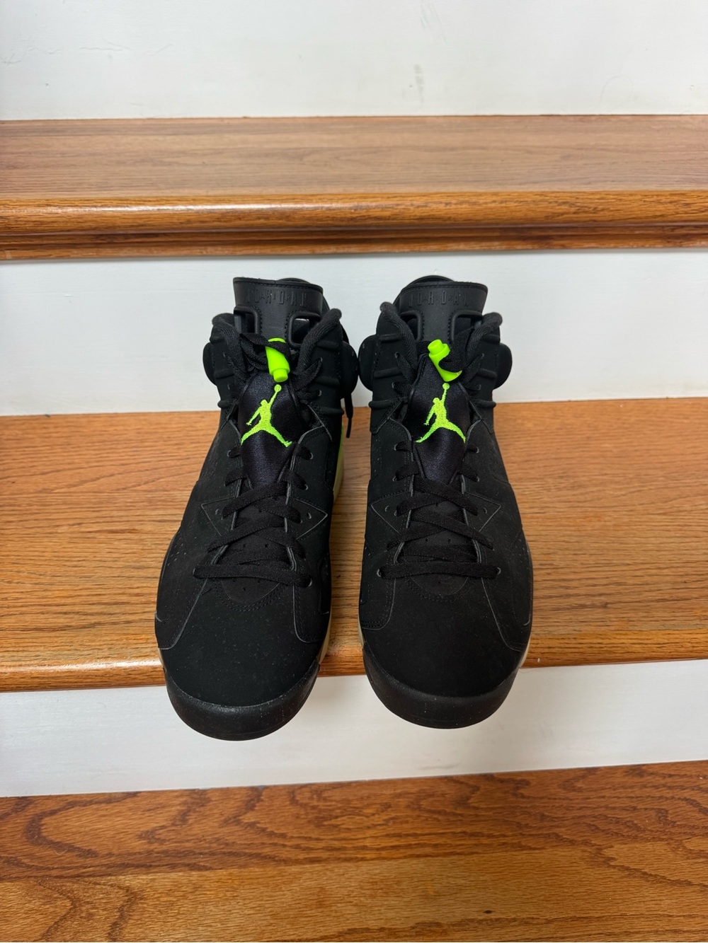 Jordan High-Top Sneakers in Black with Neon Green Jumpman
